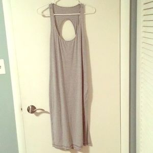 Lululemon open back grey white striped midi dress